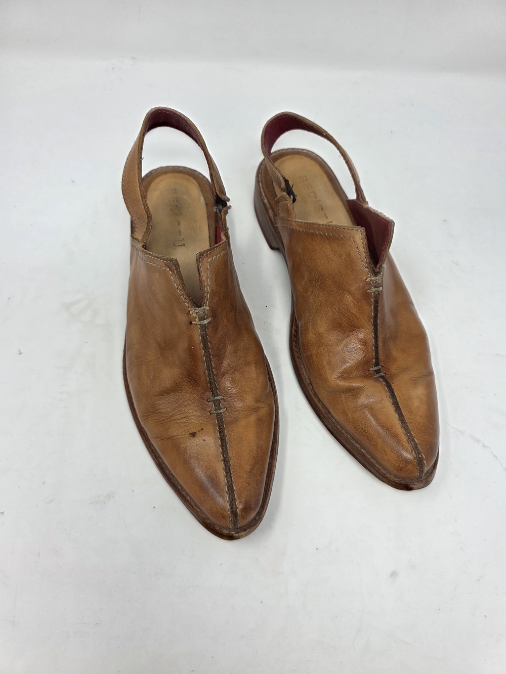 Bed Stu Cognac Leather Slingback Boho Western Size 7